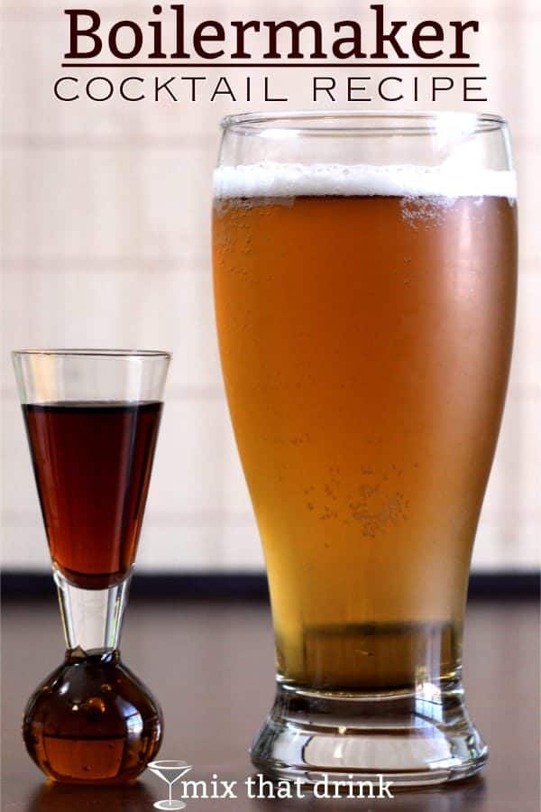 Glass of beer next to shot of whiskey
