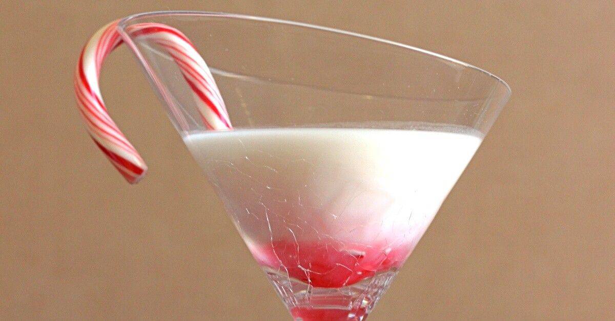Chocolate Peppermint Stick cocktail with candy cane garnish