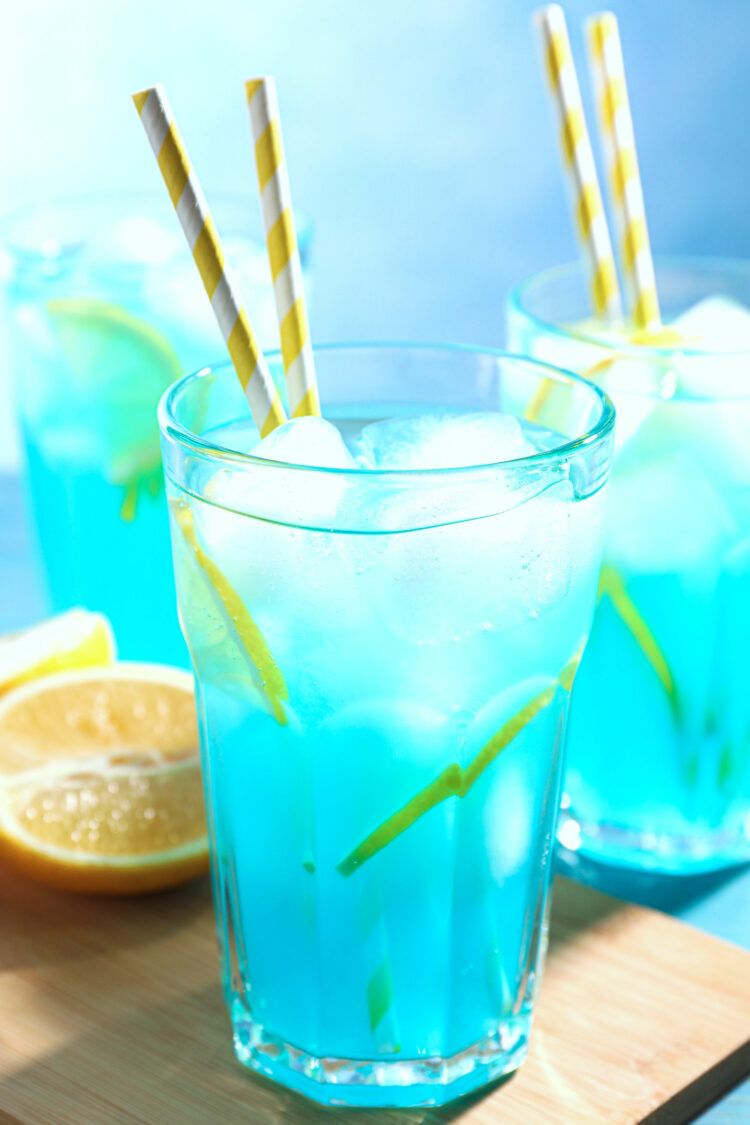 Hard Ocean Water cocktails with straws