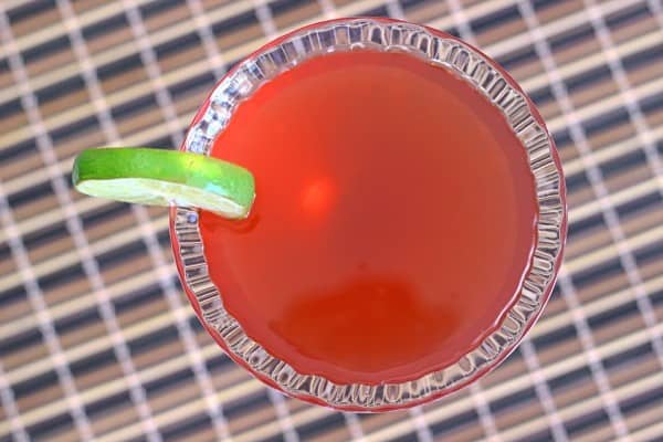Overhead view of Nantucket Cocktail with lime wheel